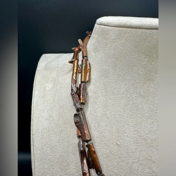 Vintage Freshwater Pearl Biwa Stick Brown Iridescent Necklace - Women Jewelry - Picture 5 of 8
